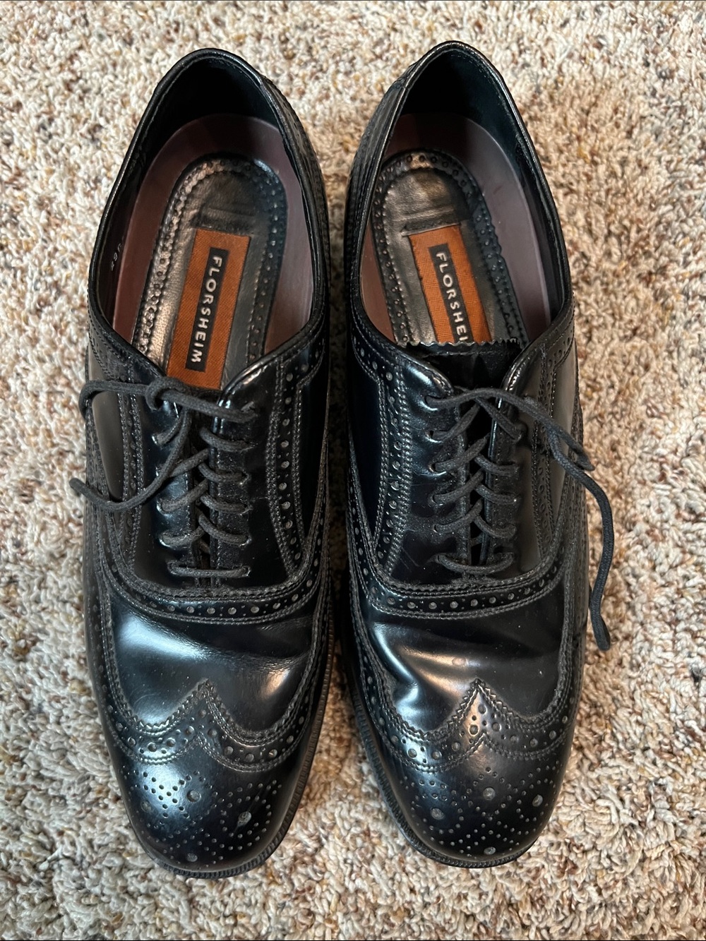 Florsheim Black Leather Brogue Lace-Up Oxfords